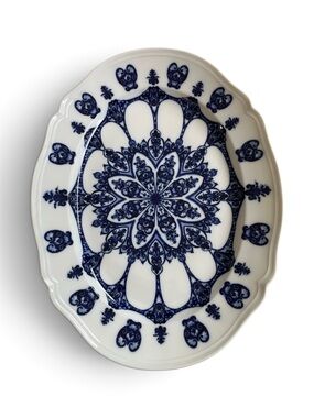 Richard Ginori 1735 Babele Blue Oval Platter Large Porcelain Italy Barneys NY.